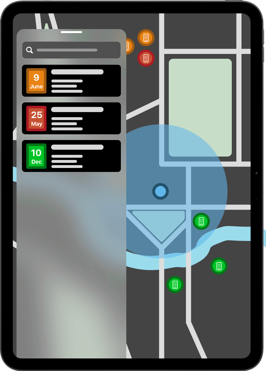Map interface with open sidebar showing inspection details